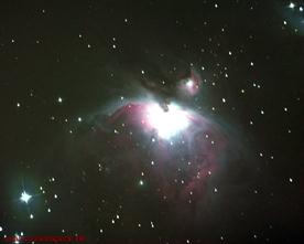 M42 / NGC1976 (Orionnebel), München (Ausschnitt), SLR auf Newton-Reflektor 200/1000mm, Belichtungszeit: 72 Sek.