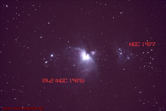 Orionnebel M42 (NGC1976) mit NGC 1977; München, 150 Sek.; ISO 1000; Refraktor 500mm; SLR