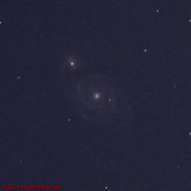 M51 (Whirlpool-Galaxie, Emberg - Kärnten (A)), SLR auf Newton-Reflektor 200/1000mm, Einzelaufnahme, Belichtung 248 Sek., ISO 1250