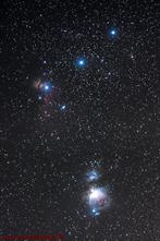 Nebel in Gürtel und Schwert des Wintersternbildes Orion (M42; NGC2024; NGC1977); Ludwigshoehe