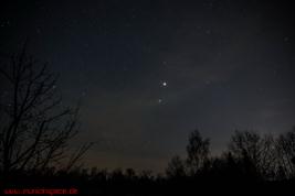 Planet Mars und Spica (Hauptstern im Sternbild Jungfrau) über Niederbayern im März 2014