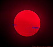 H-alpha Aufnahme der Sonne mit vorüberziehendem Merkur (München)